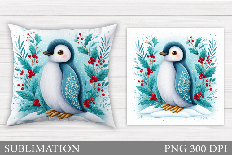 Christmas Penguin Pillow. Christmas Pillow Design