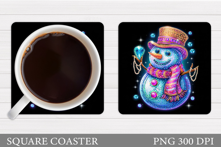 Sparkling Snowman Coaster. Christmas Coaster Sublimation