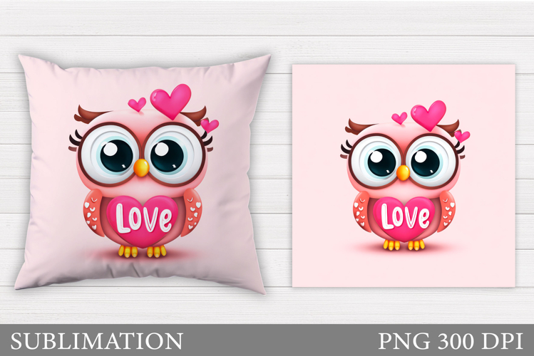 Valentines Owl Pillow Design. Valentine Pillow Sublimation