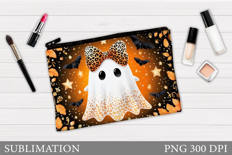 Cute Ghost Cosmetics Bag. Halloween Makeup Bag Sublimation example image 1