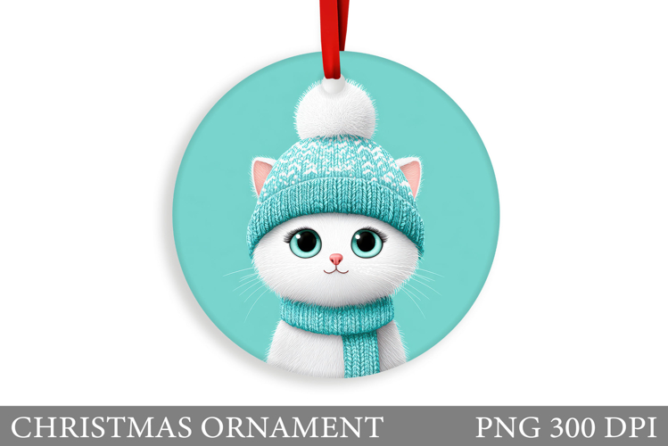 Cute Cat Christmas Ornament. Winter Cat Christmas Ornament