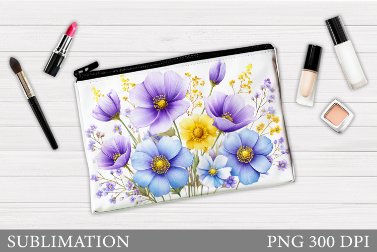 Floral Makeup Bag. Flowers Makeup Pouch Sublimation