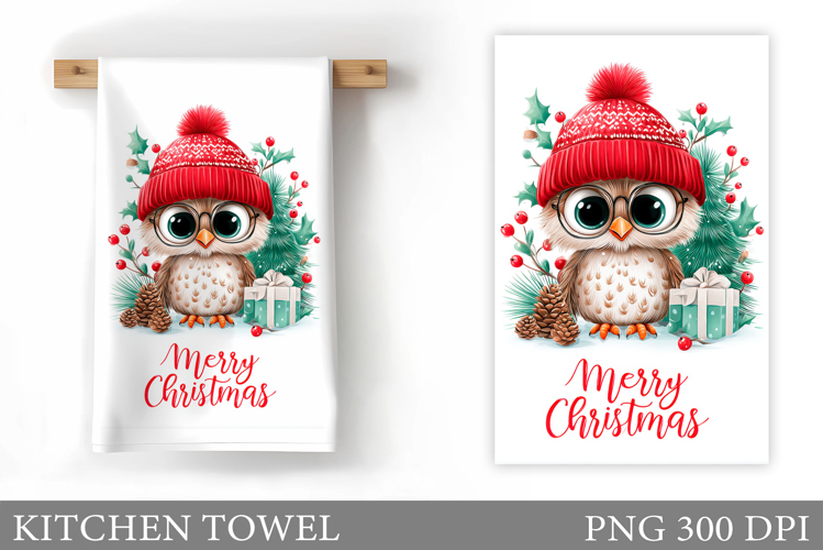 Christmas Owl Kitchen Towel. Christmas Owl Kitchen Towel