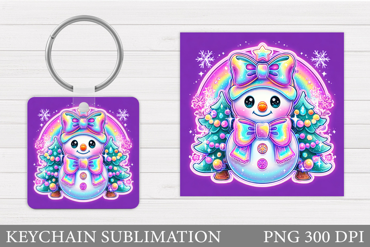 Cute Snowman Keychain Design. Christmas Keychain Sublimation