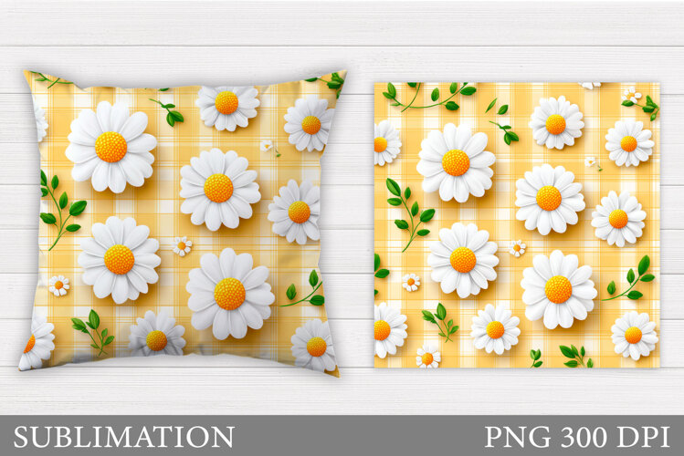 Daisy Flowers Pillow Design. Flowers Sublimation example image 1