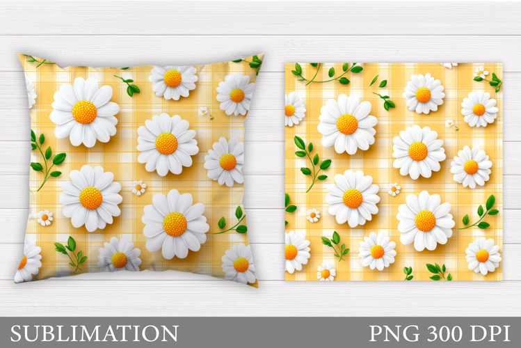 Daisy Flowers Pillow Design. Flowers Sublimation