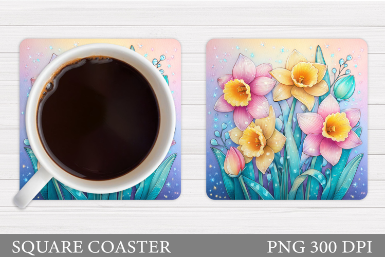 Daffodils Coaster Design. Flowers Coaster Sublimation