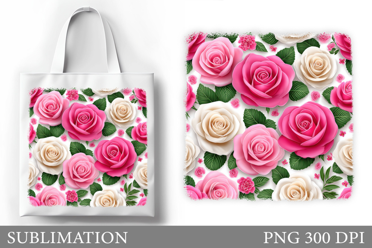 Roses Tote Bag Sublimation. Flowers Sublimation