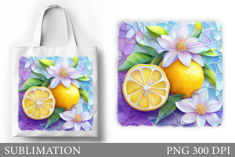 Lemons Tote Bag Design. Flowers Tote Bag Sublimation