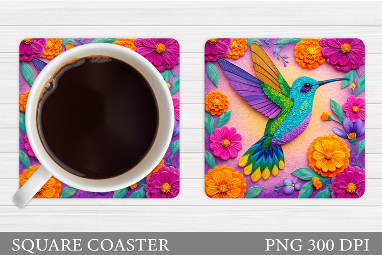 Hummingbird Square Coaster. Hummingbird Coaster Sublimation