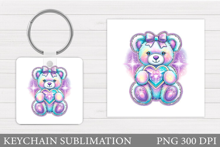 Valentines Bear Keychain. Valentines Keychain Sublimation example image 1