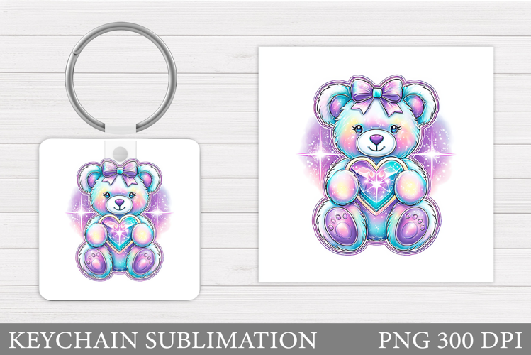 Valentines Bear Keychain. Valentines Keychain Sublimation