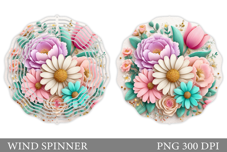 Flowers Wind Spinner Design. Floral Wind Spinner Sublimation