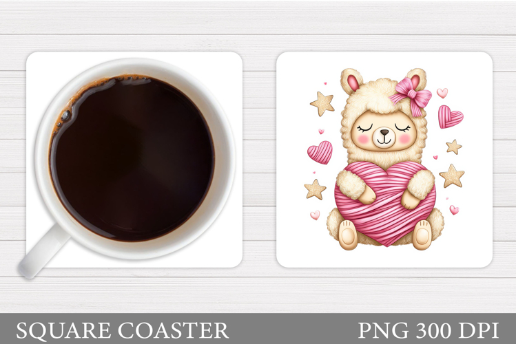 Valentines Lama Coaster. Valentines Coaster Sublimation
