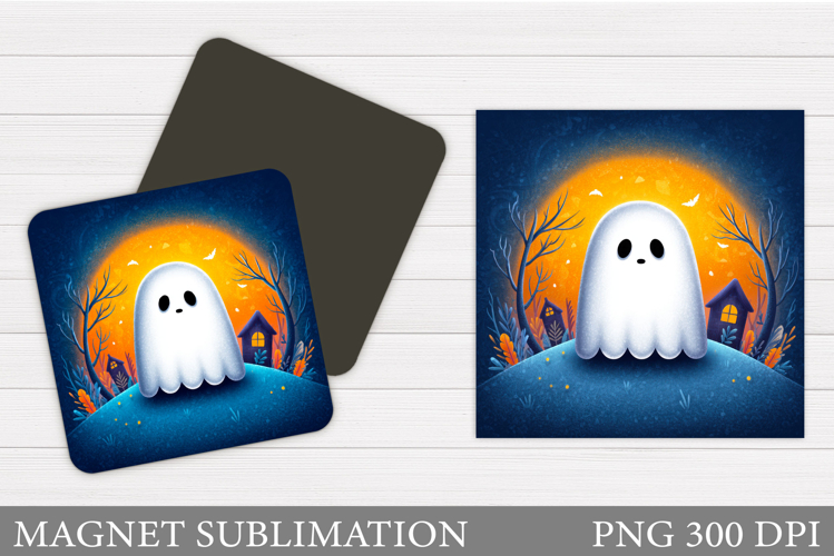 Cute Ghost Magnet Design. Halloween Magnet Sublimation