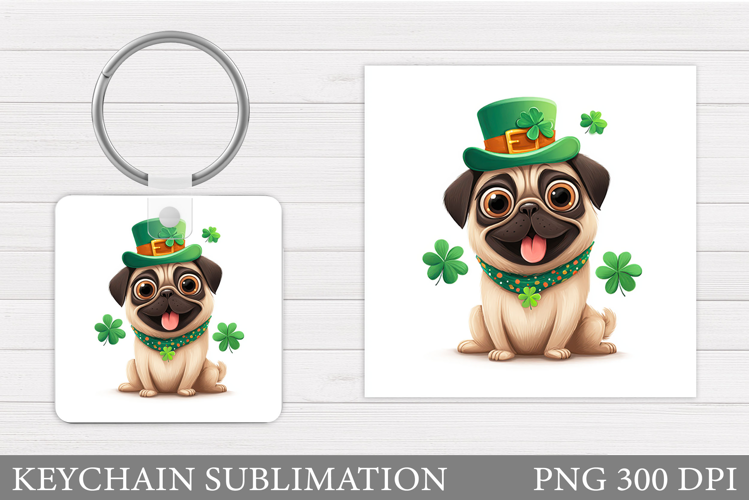St Patrick Dog Keychain. St Patrick Keychain Sublimation
