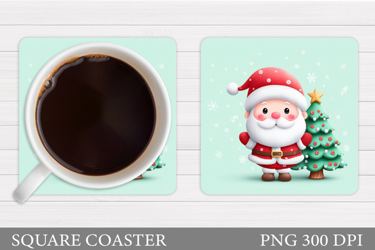 Cute Santa Coaster Sublimation. Santa Claus Coaster Design