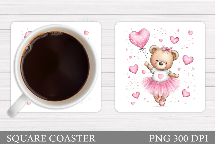 Valentines Bear Coaster. Valentines Bear Sublimation