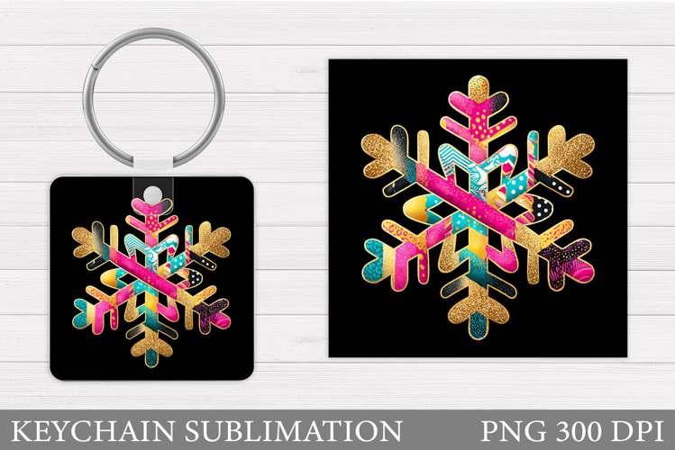 Snowflake Keychain Sublimation. Winter Keychain Design