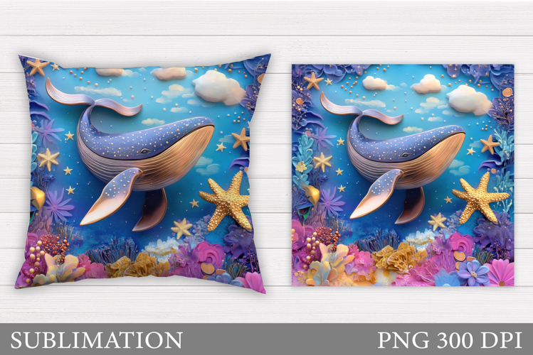 Whale Pillow Sublimation. Whale Sublimation
