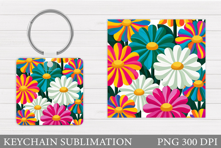 Flowers Keychain Design. Floral Keychain Sublimation