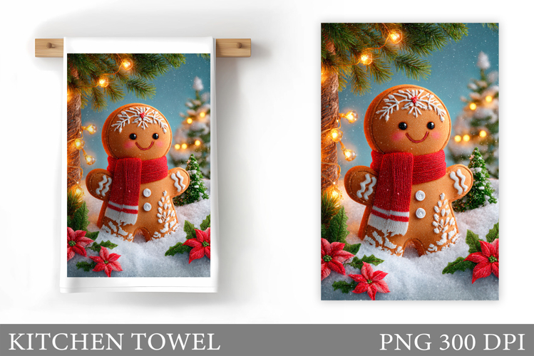 Gingerbread Kitchen Towel. Christmas Kitchen Towel Design