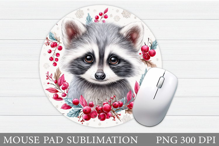 Christmas Raccoon Mouse Pad. Christmas Mouse Pad Design