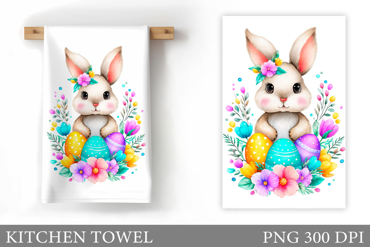 Easter Bunny Kitchen Towel . Easter Kitchen Towel Design