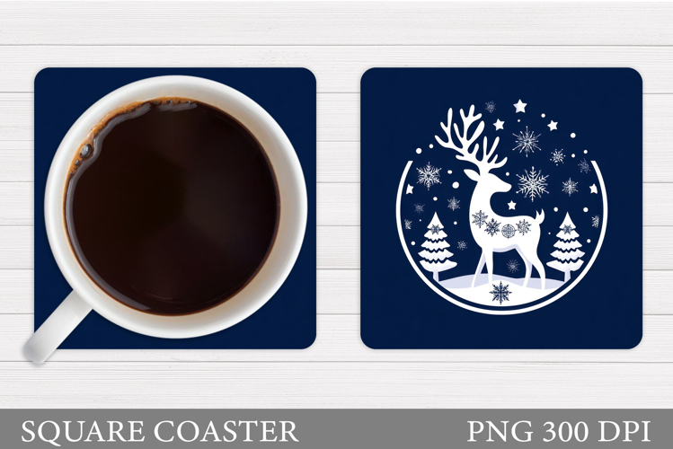 Reindeer Coaster Design. Christmas Coaster Sublimation