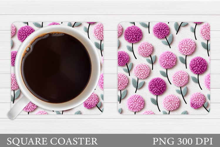 Flowers Coaster Sublimation. Floral Coaster Design