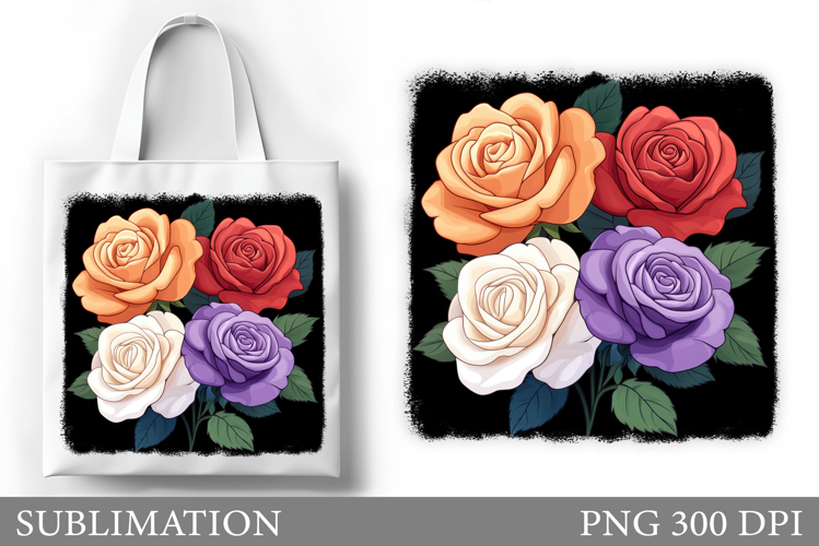 Roses Tote Bag Design. Flowers Roses Sublimation