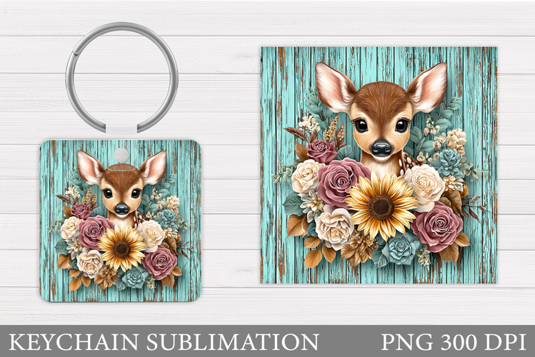Cute Deer Keychain Design. Deer Keychain Sublimation