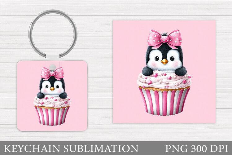 Cute Penguin Keychain Design. Christmas Keychain Sublimation example image 1
