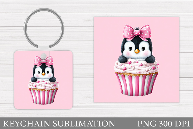 Cute Penguin Keychain Design. Christmas Keychain Sublimation