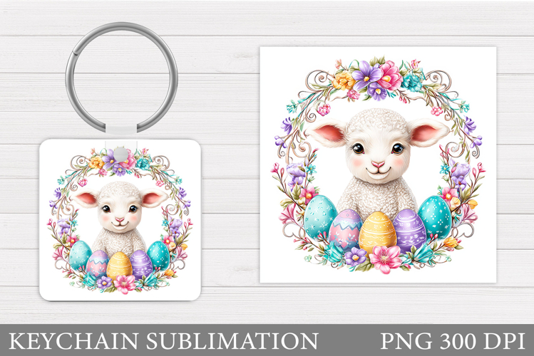 Easter Lamb Keychain Design. Easter Keychain Sublimation