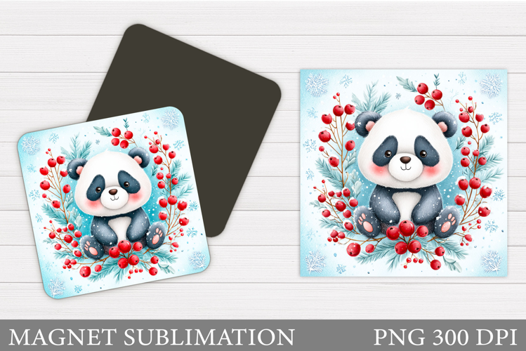Christmas Panda Magnet Design. Christmas Magnet Sublimation