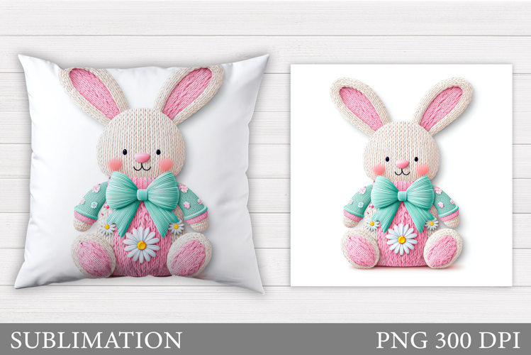 Cute Bunny Pillow Sublimation. Bunny Flowers Sublimation