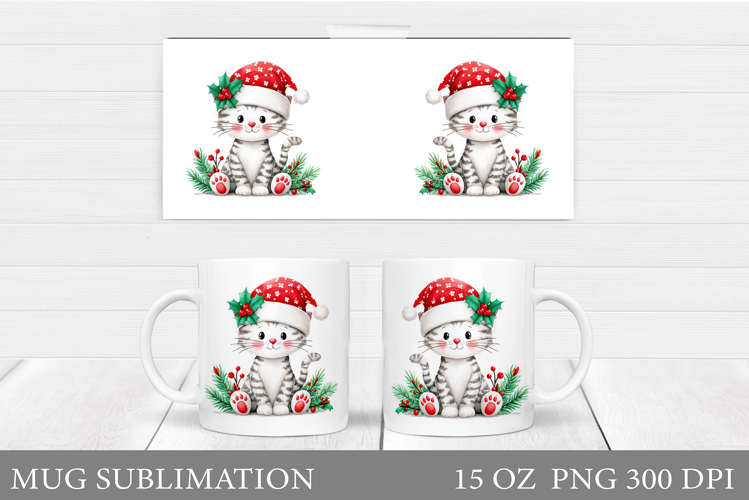 Christmas Cat Mug Design. Christmas Mug Sublimation