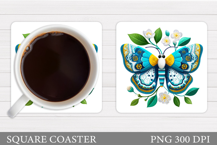 Butterfly Coaster Sublimation. Butterfly Coaster Design