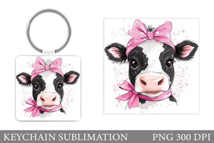 Cute Cow Keychain Design. Cute Cow Sublimation