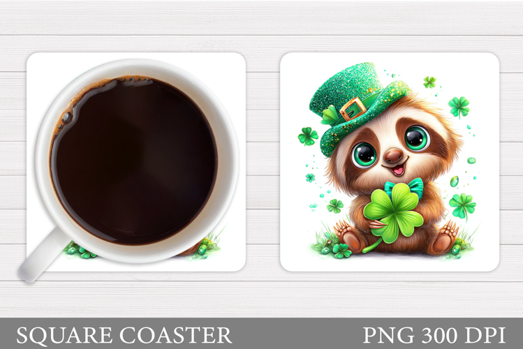 St Patrick Sloth Coaster. St Patrick Coaster Sublimation