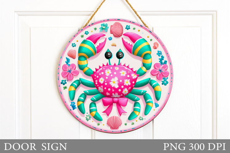 Crab Door Sign Sublimation. Sea Door Sign Design