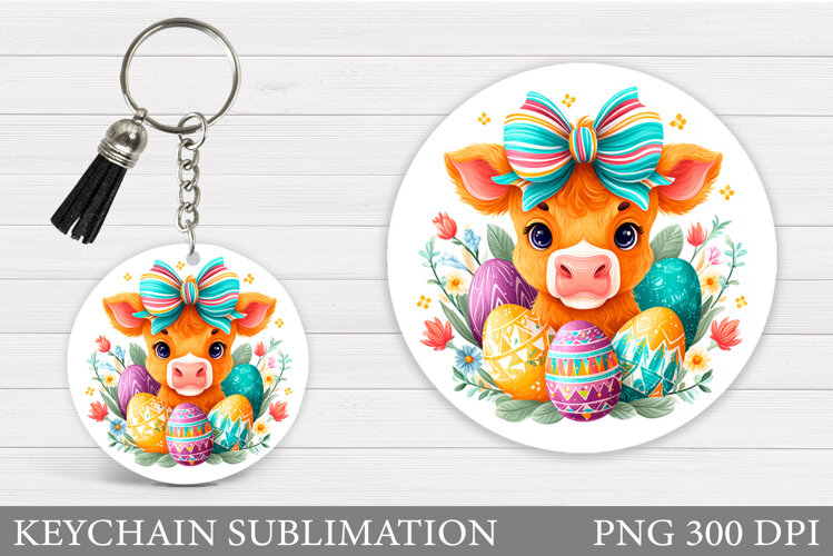 Easter Cow Keychain Design. Easter Keychain Sublimation example image 1