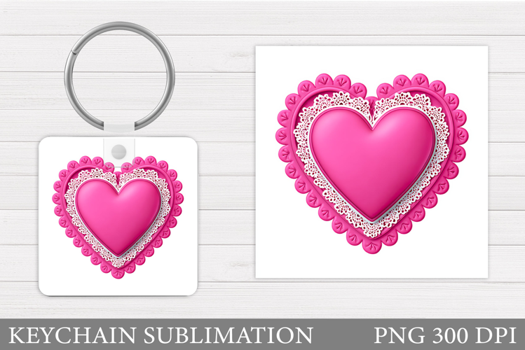 Heart Keychain Design. Valentine Keychain Sublimation
