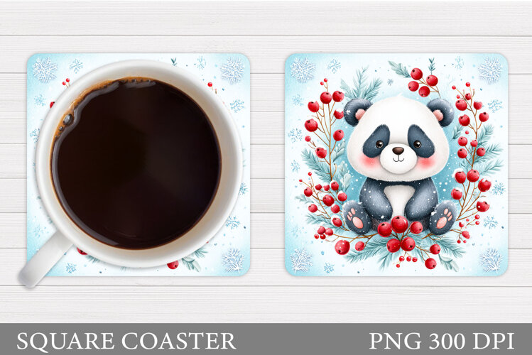Christmas Panda Coaster. Christmas Coaster Sublimation example image 1