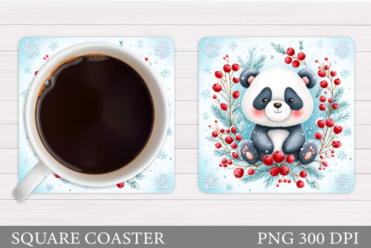 Christmas Panda Coaster. Christmas Coaster Sublimation