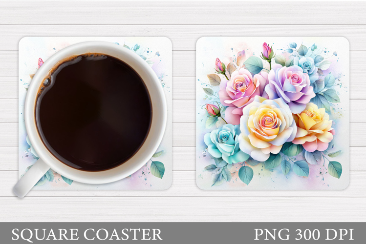 Roses Coaster Sublimation. Flowers Coaster Design