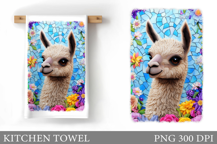 Cute Lama Kitchen Towel. Lama Flowers Kitchen Towel Design