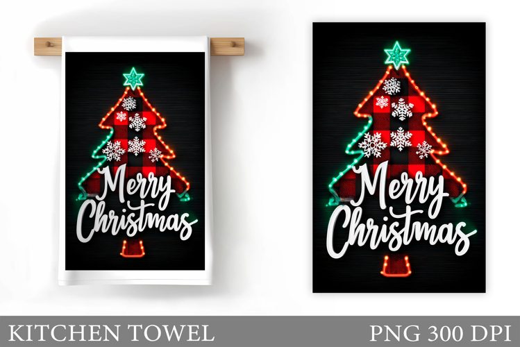 Christmas Tree Kitchen Towel. Christmas Deer Kitchen Towel