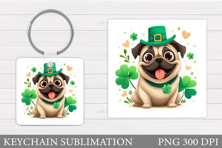St Patrick Dog Keychain. St Patrick Keychain Sublimation example image 1
